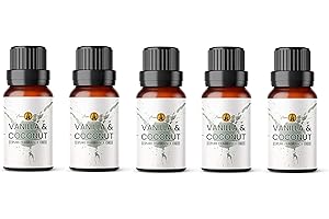 Aroma Energy | Vanilla & Coconut Fragrance Oil 50ml (5 x 10ml) - Highly Scented Oil for Making Candle, Soap, Wax Melt, Diffuser etc
