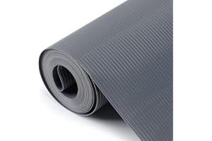 Hersvin 60cmx300cm Tappetino per Cassetti, Tappetini Non-Adesivo Eva Plastica Rotolo Carta per Mensola Cassetto Frigorifero Tavolo Mobile Cucina Lavello Ripiani (Grigio Scuro/Striscia)