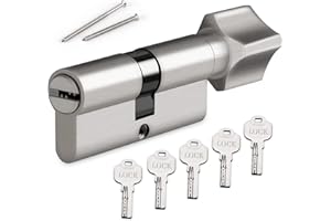 Hengsong Knaufzylinder Schließzylinder mit Knauf Zylinder,Türzylinder 35/35 inkl. 5 Schlüssel Metallsilber-Knaufzylinder, aus Zinklegierung