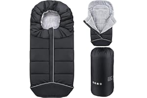 GOLDGE Saco de invierno universal para cochecitos de bebé, saco de dormir, cálido, impermeable, resistente al viento, para invierno, con capucha con cierre de cordón