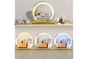 MantoLite Lusterko kosmetyczne z oświetleniem LED, 40 cm, z 3 trybami świecenia i regulacją jasności, kolor złoty