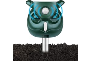 Longruner Solar Cat Repellent, Ultrasonic Pest Repeller Waterproof Cat Repellent Ultrasonic with Two LED Speakers Cat Deterrents for Gardens L-18