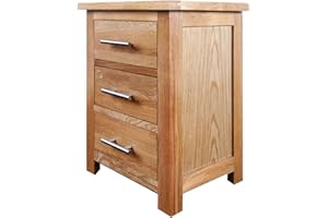 AUROTRICE OAK Hard Wood Bedside Table in Light Oak Lacquer Finish Narrow Side Lamp Nightstand Wooden Drawered Cabinet