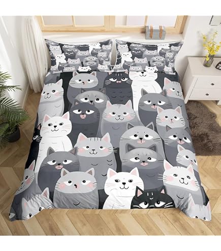 Set Biancheria Da Letto Dog Side My Side | 220x240 Cm | Copripiumino + 2 Federe | Motivo Romantic Black & White