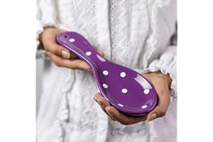 City to Cottage | Repose cuillère | violet à pois blancs en céramique fait et peint à la main