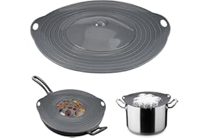 PETGLIMMER 29 cm Silicona Antisalpicaduras, Tapa Silicona para Olla Adecuado para Ollas con Un Diámetro de 15-28 cm, Gris Tapa de Antiderrame se Puede Utilizar para Estufas, Microondas, Cuencos