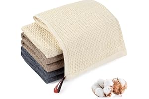 Neerow Geschirrtücher Baumwolle, 6er Spültücher Baumwolle mit Aufhängeschlaufe, Dicke Spüllappen Baumwolles für Haushalt Küche Geschirr, Beige Grau Braun (34 × 34 cm)