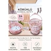 Plico K&ouml;r&uuml;kl&uuml; Mandal Sepeti Katlanabilir &Ccedil;amaşır Mandalı Sepeti Askılı 24 Mandal Hediyeli