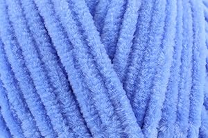 KHASO James C Brett Flutterby Chunky Yarn, 100% Polyester Chenille Texture for Crochet Knitting Wool Baby Garments - 100g Ball - Blue (B20) - Single (1 Ball)