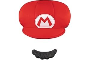 DISGUISE Super Mario 13371 kapelusz i wąsy Mario karnawał dla dzieci, czerwony, jeden rozmiar
