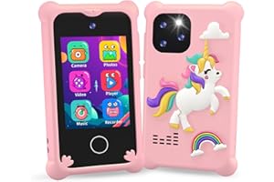 CHRERNA Telefonoelefono Per Bambini, Cellulare per Bambini ,2.4" Smartphone Giocattolo Regalo Giocattoli per Bambina 3 4 5 6 7 8 9 10 anni Compleanno Natale（Rosa)