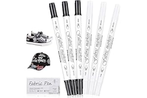 Suwiwkkoa 6pcs White And Black Marker Pen,Uniform Marker Fine-tip 1.5mm-3mm Pens Double-headed Markers,Waterproof Fabric Pens For Shoes Hats School Bags School Uniforms Cups