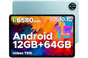 DOOGEE Tab A9 Android 15 Tablet 10 Inch(2025), Unisoc T310 Android Tablets 12GB RAM 64GB ROM(TF 2TB), 6580 mAh Battery, 5G WiFi|Dual Speaker|8MP AI Camera|Type-C|GMS|Bluetooth|Face ID|3.5mm Jack-Blue
