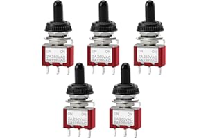 Heschen miniaturowy przełącznik MTS-102 ON-ON SPDT 3-biegunowy, 2 A 250 V, 5 A 120 V, UR na liście, z wodoodporną pokrywą, 5 sztuk