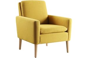 Marketero Armchair Comfy Accent Chair with Upholstered Single Sofa Lounge Arm Chairs for Adults Living Room Bedroom Reading Yellow