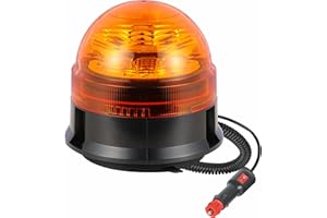 Ryme Automotive - Rotativo Ámbar LED R65 Señalización Advertencia - Homologado R65, 3 funciones Flash Rotación Destello, Pirulo Tractor, Luz Emergencia Vehículos agrícolas, grúas