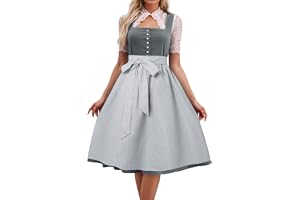 Generisk Dirndl-kostymklänning för kvinnor för Oktoberfest outfit grön blå rosa | Elegant traditionell kjol, midi, långa dirndl-klänningar med förkläde, stora storlekar