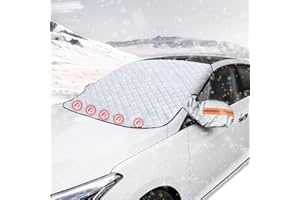 GIYIM Car Screen Cover Winter - Ultra Thick Protective Magnetic Windscreen Cover, Frost Guard Winter Windshield Cover with Two Mirror Covers for Snow, Ice, Car Windscreen Cover for Cars, Suvs (145cm*120cm)
