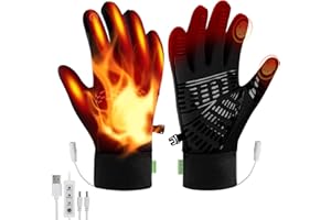 Ertisa USB Beheizte Handschuhe für Männer Frauen Doppelseitig Elektrisch Heizung Handschuhe Reflektierend Ski Erhitzt Handschuh Touchscreen Wärmende Handschuhes 3 Temperatur Handwärmer Winter Geschenk