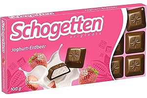 ‎SCHOGETTEN Schogetten Joghurt-Erdbeer 100g Schokoladentafel, praktisch einzeln portioniert. Ein Genuss. Stück für Stück