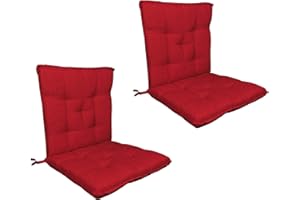 IL GRUPPONE PASSIONE CASA Set Cuscini Sedia Con Schienale Imbottiti Con Laccetti Banda Elastica Per Fissaggio Prodotto Italiano Sedie Poltrone Sdraio Reclinabili Cucina Giardino 40 x 80 Cm - Rosso - 2 Pezzi