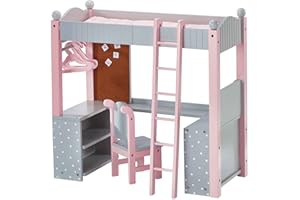 OLIVIA'S LITTLE WORLD Olivias World Doll Wooden Furniture Polka Dots Double Bunk Bed Desk TD-0204AG