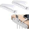 PYLCO SMART 2 Pack Cable Organizer - 11-Slots White Cable Holder, 8cm Length, Self-Adhesive, Polycarbonate, Desk Wire Holder