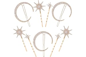 HOLEMZ Horquillas Luna Estrella Accesorios Vintage Hair Pin Rhinestone Diamantes brillantes para Mujeres Niñas Cabello Pasadores 9 Piezas