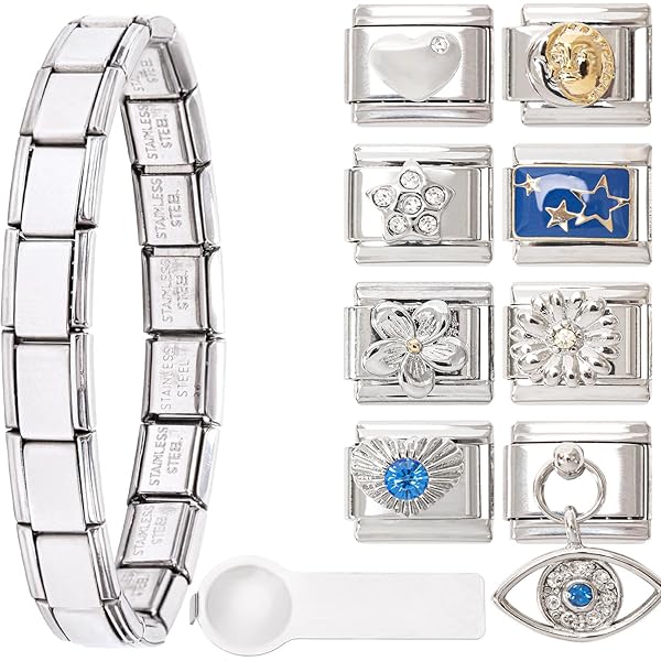 Quiges Italian Charm 9mm - Edelstahl Modell Nummer 7 Für Charm Armbänder