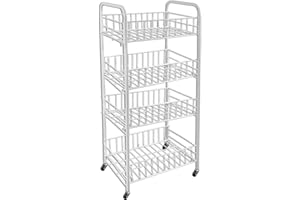 VETRINE IN RETE Vetrineinrete® Carrello in Metallo da Bagno portaoggetti con Tre o Quattro Ripiani scaffale Organizer Porta Oggetti con Ruote carrellino con rotelle (4 Ripiani) 67858 G82