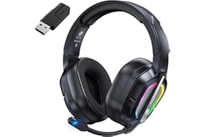 Fachixy FC200 Foldable Wireless Gaming Headset - 2.4GHz USB & Bluetooth Headphones with Mic, 50Hrs Battery, for PS5/PS4/Switch/PC/Mac - Black