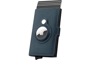 WALLFID AirTag Wallet etui na karty kredytowe dla mężczyzn, etui na karty kredytowe ze skóry, blokujące RFID, etui na karty bankowe z metalu., niebieski, Nowoczesny i funkcjonalny