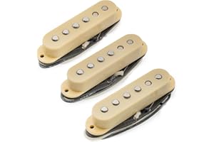 Musiclily Pro ST-50S Staggered Alnico 5 Przetwornik Single Coil Neck Middle Bridge Pickups Set do Gitary Elektrycznej typu Strat, Kremowy