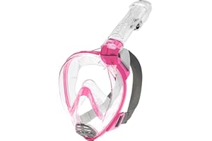 Cressi Baron Full Face Mask-Integral Anti Fog Snorkel Mask,Komfortowa maska na twarz z zaworem wydechowym i suchym snorklem, przezroczysty/różowyi, junior