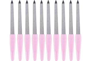LAMXD Lima para uñas diamantada – Juego de 10 piezas profesionales de metal con mango antideslizante para manicura
