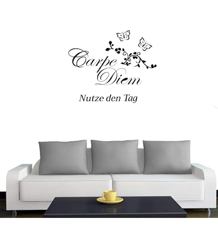 Wandtattoo Carpe Diem 60x41 Cm Schwarz - Selbstklebender Wandsticker Für Wohnzimmer, Bad & Mehr