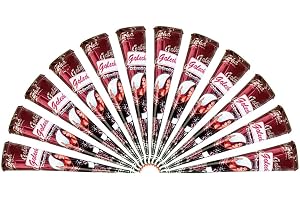 12 x Golecha 100% Natural Mehndi Cones (Maroon) No Blend, No PPD, 300g