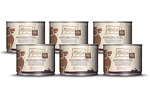 MjAMjAM premium wet dog food, pure meat enjoyment, delicious pure horse, pack of 6 (6 x 200 g), grain-free with extra meat