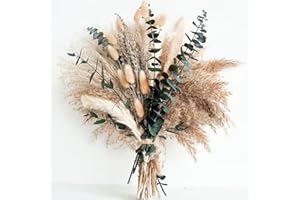 KORSAOT Pampasgras Trockenblumen, Boho Pampasgras Deko, Tägliche Esszimmertisch Deko Wohnzimmer, Trockenblumen Herbst und Eukalyptus Deko Kunstblumen für Wohnung, Wohnzimmer