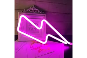 QIAOFEI Lumière de Nuit Néon, LED Lightning Sign Decor Light, Décoration Murale Pour Noël, Fête D'anniversaire, Chambre D'enfants, Salon, Décoration de Fête de Mariage (rose)