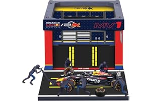 BBURAGO PIT STOP Red Bull RB20 (2024) #1 Verstappen, play set with diorama, 1:43 scale vehicle and 6 mechanics, detailed replica with official Red Bull licence, recommended age 3+ years