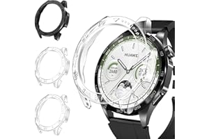 ivoler 3 Pack Hard PC Case do Huawei Watch GT 4 46mm, [Ochrona wojskowa] Odporny na wstrząsy futerał ochronny Ultra cienki odporny na zarysowania zderzak etui, 2 przezroczyste + 1 czarny
