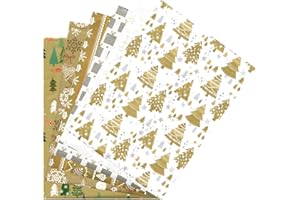 ARKRAFT carta da regalo natalizio per natale 6 fogli formato 90 x 65 cm carta FSC confezione senza plastica (Lux)