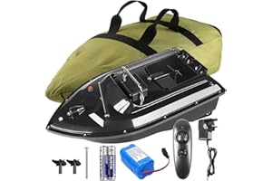 BILBEAR Fishing Bait Boat,Smart RC Bait Boats Speedboat,500m Remote Control Distance,1.5kg Loading Hopper,Double Motor,Fishfinder with Sonar Sensor,Portable Handbag