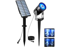 T-SUNUS Spot Solaire Extérieur, Lumière Solaire Extérieure étanche IP65 Auto ON/Off Lampe Solaire Exterieur pour Jardin Allée Chemin Zone Bleu