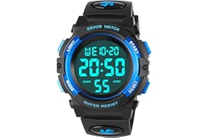 RSVOM Kids Boys Watches, Waterproof Outdoor Digital Sports Watch with Alarm/Stopwatch, Kids Digital Wrist Watches for Birthday Gifts/Gifts Blue, S, Strap, Blue, S, Strap