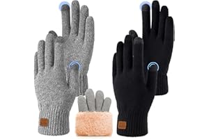SREBIWO 2 Paar Winterhandschuhe Herren Damen, Touchscreen Handschuhe Warme Thermo Dicke Fleece Strickhandschuhe Wintergeschenke für Outdoor Sport Laufen Radfahren Freizeit
