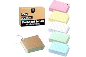 OfficeTree 500x Flashcards A8-5 Färger - Flashcards med ring och förvaringslåda - Vocabulary Flashcards A8 lined - Flashcards for exams & notes - Vocabulary Cards