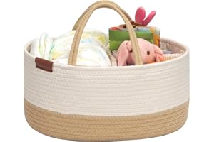 Febzoce Baby Nappy Caddy Organiser, Diaper Changing Bag Newborn Shower Gift Basket 38 x 26 x 18 cm, Honey