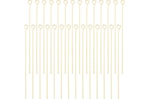 Beebeecraft, 100 unids/Caja, Alfileres de Ojo Abierto, Alfileres de Cabeza Chapados En Oro de 18K, Accesorios para Hacer Joyas de 50mm para Abalorios, Fabricación DIY, Agujero: 1.5 mm